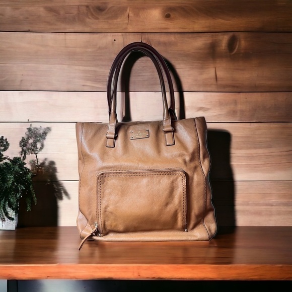 kate spade Handbags - Kate Spade soft leather extra large tote travel weekender Business gingerbread